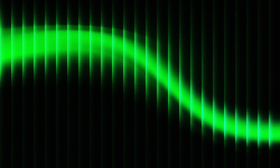 Glowing green wave light on dark background — futuristic abstract gradient texture with smooth luminous pattern