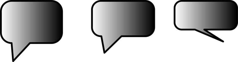 Three speech bubbles with gradient shading, representing communication or dialogue.