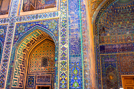 Samarkand, Uzbekistan - Sep 09, 2025:  The Gūr-i Amīr or Guri Amir is a mausoleum of the Turco-Mongol conqueror Timur in Samarkand, Uzbekistan.