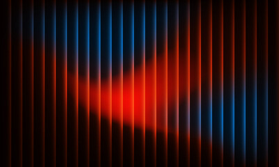 Dynamic abstract background with glowing red and blue light streaks behind vertical blinds