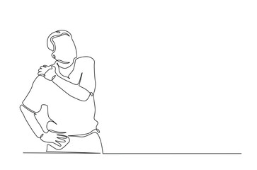 Dislocation of the shoulder in continuous one line drawing. Single line art illustration of Man suffering from pain in shoulder. Editable vector.