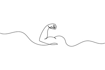 Strong arm continuous one line drawing showing muscle and power concept