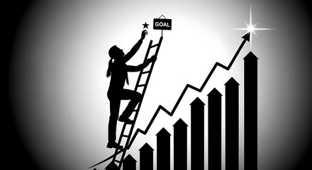 silhouette of business man with graph