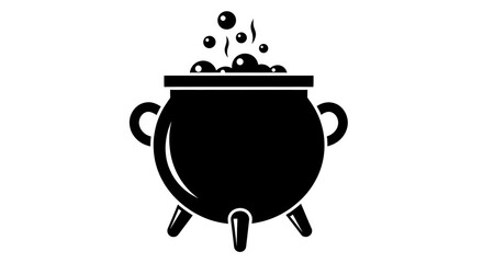 Illustration of an icon black witch’s cauldron, on clean background