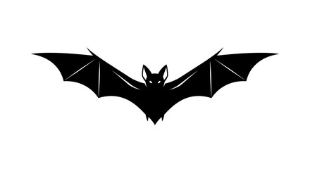 A black bat icon with spread wings, white background