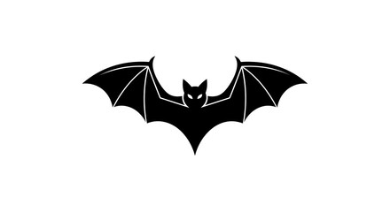 A black bat icon with spread wings, clean white backdrop