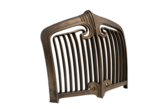 Antique car grille ornament isolated on transparent background