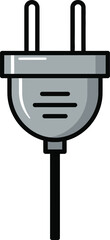 Electric power plug for wall socket connection, safety, energy, and household appliances. electricity supply, charging, and device operation symbol illustration.