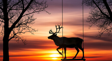 deer silhouette at sunset
