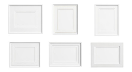 Collection of stylish white picture frames ready for your art, perfect for showcasing family memories, adding a touch of elegance to home decor, or presenting professional photography projects beautif