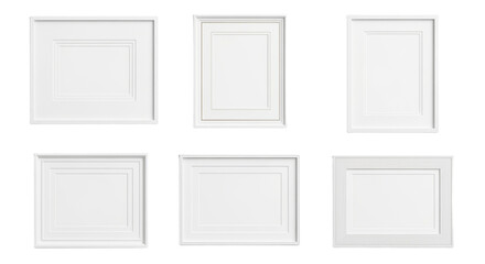 Create a stunning gallery wall with this collection of six elegant white picture frames in various sizes and styles, perfect for showcasing your favorite memories and artwork in modern home decor