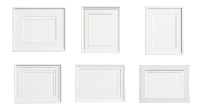 Create a stunning gallery wall with this collection of six elegant white picture frames in various sizes and styles, perfect for showcasing your favorite memories and artwork in modern home decor