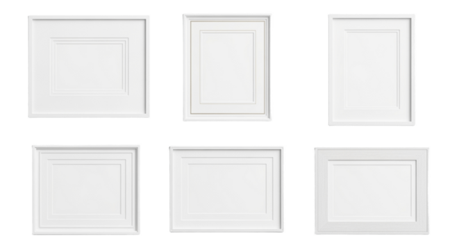 Create a stunning gallery wall with this collection of six elegant white picture frames in various sizes and styles, perfect for showcasing your favorite memories and artwork in modern home decor