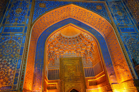 Samarkand, Uzbekistan - Sep 09, 2025:  The Gūr-i Amīr or Guri Amir is a mausoleum of the Turco-Mongol conqueror Timur in Samarkand, Uzbekistan.
