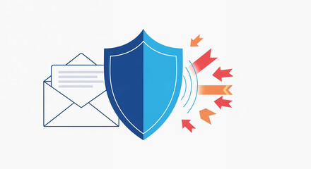 Email Security Protection: Shield Deflecting Attacks from Envelope Icon