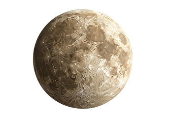 Icy moon isolated PNG, celestial body with craters on transparent background, planetary satellite for space exploration and science