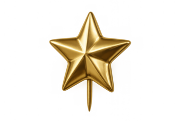 Golden star pin representing achievement, excellence, quality, success, and reward on a digital background