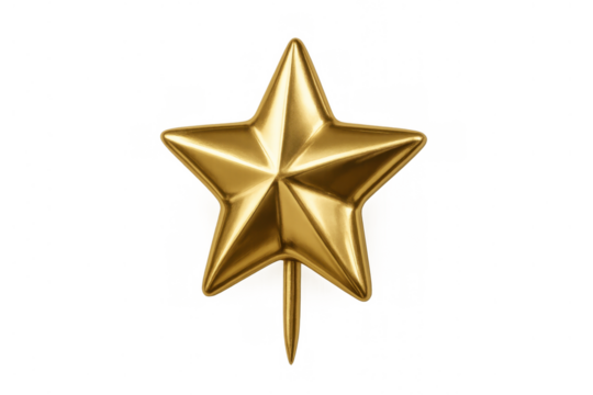 Golden star pin representing achievement, excellence, quality, success, and reward on a digital background