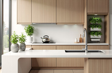 Urban Eco-Gardens:  Sustainable Kitchen Design with Hydroponic Herb Wall