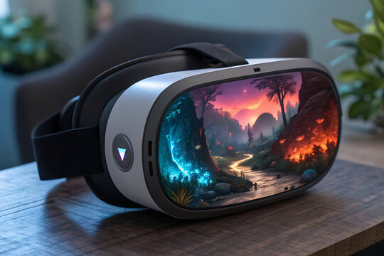 A camera lens capturing the reflection of the sky and road in a car's rearview mirror while driving