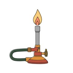 Bunsen burner with flame in scientific laboratory illustration  