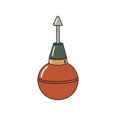 Buoy in orange and green colors with pointed top design  