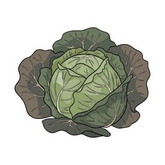Fresh green cabbage with layered leaves on a white background  