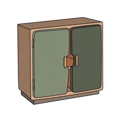 Wooden cabinet with green doors and simple design  
