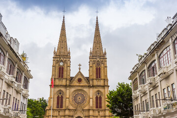 Fototapeta premium Towers of the Sacred Heart Cathedral in Guangzhou, China