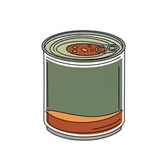 Canned soup with label and lid design in illustrated style  