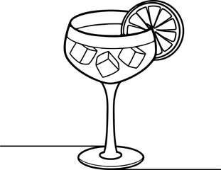 cocktail with ice and lime vector illustration