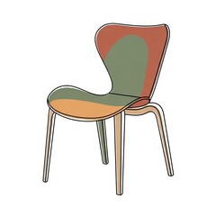 Stylish chair in modern design with colorful seat and wooden legs  
