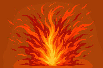 Dynamic Fire Explosion. Dynamic fire explosion vector illustration frozen mid-action, vibrant orange and red tones capturing