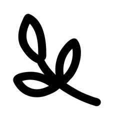 Hand-drawn doodle twig icon simple cute sketch symbol of nature and calm isolated on white background for personal journals, decorations, and creative designs.