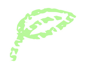 Hand-drawn green leaf sketch with crayons, eco-friendly nature illustration for sustainability, organic products, and design. Vector illustration