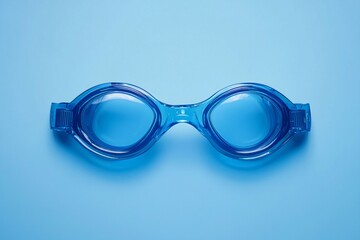 Clear Blue Swimming Goggles on Light Blue Background for Aquatic Sports