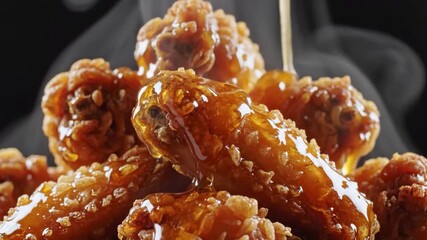 Delicious honey-glazed fried chicken wings A culinary delight