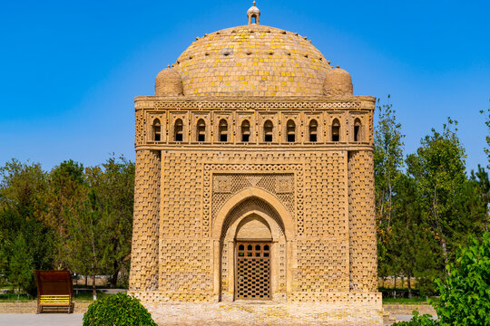 The Samanid Mausoleum is a mausoleum located in the northwestern part of Bukhara, Uzbekistan, just outside its historic center. It was built in the 10th century CE as the resting place of the powerful