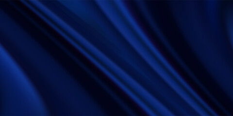 Navy blue silk satin. Silky shiny fabric. Dark luxury background with space for design. Banner. Wide. Long. Panoramic. Template. Empty. Flat lay, top view table. Beautiful.Elegant.Birthday,Christmas.