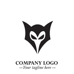 Head of Dracula Logo Symbol in Black on the White Background with Horror Minimal Vector Design