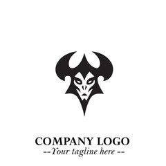 Head of Dracula Logo Symbol in Black on the White Background with Horror Minimal Vector Design