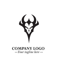 Head of Dracula Logo Symbol in Black on the White Background with Horror Minimal Vector Design