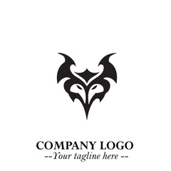 Head of Dracula Logo Symbol in Black on the White Background with Horror Minimal Vector Design