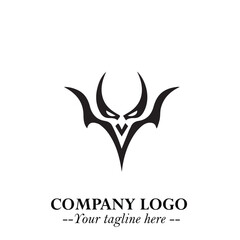 Head of Dracula Logo Symbol in Black on the White Background with Horror Minimal Vector Design