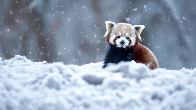 red panda snow video stock lifestyle.