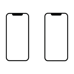 Two modern smartphone outlines with blank screens and notches