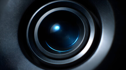 Lens's Focus: An immersive close-up of a modern lens, highlighting its intricate design and the depth of its potential, perfect for visual media.