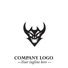 Head of Dracula Logo Symbol in Black on the White Background with Horror Minimal Vector Design