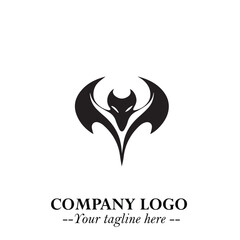 Head of Dracula Logo Symbol in Black on the White Background with Horror Minimal Vector Design