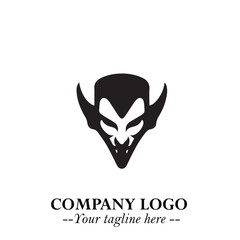 Head of Dracula Logo Symbol in Black on the White Background with Horror Minimal Vector Design